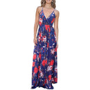 Damen Sling Floral Lange Kleider Ankunft Sommer Boho V-Ausschnitt Ärmellos Party Strand Floarl Print Maxikleid Lässiges Sommerkleid