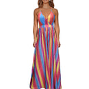 Damen Sling Floral Lange Kleider Ankunft Sommer Boho V-Ausschnitt Ärmellos Party Strand Floarl Print Maxikleid Lässiges Sommerkleid