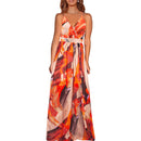 Damen Sling Floral Lange Kleider Ankunft Sommer Boho V-Ausschnitt Ärmellos Party Strand Floarl Print Maxikleid Lässiges Sommerkleid