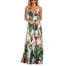 Damen Sling Floral Lange Kleider Ankunft Sommer Boho V-Ausschnitt Ärmellos Party Strand Floarl Print Maxikleid Lässiges Sommerkleid