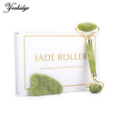 Natürliches Gesichtsmassagegerät Gesichtsroller Gua Sha Schaber Doppelköpfe Jadestein Roller Hautpflege Rosenquarz Massage für Gesicht Körper