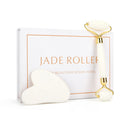 Natürliches Gesichtsmassagegerät Gesichtsroller Gua Sha Schaber Doppelköpfe Jadestein Roller Hautpflege Rosenquarz Massage für Gesicht Körper