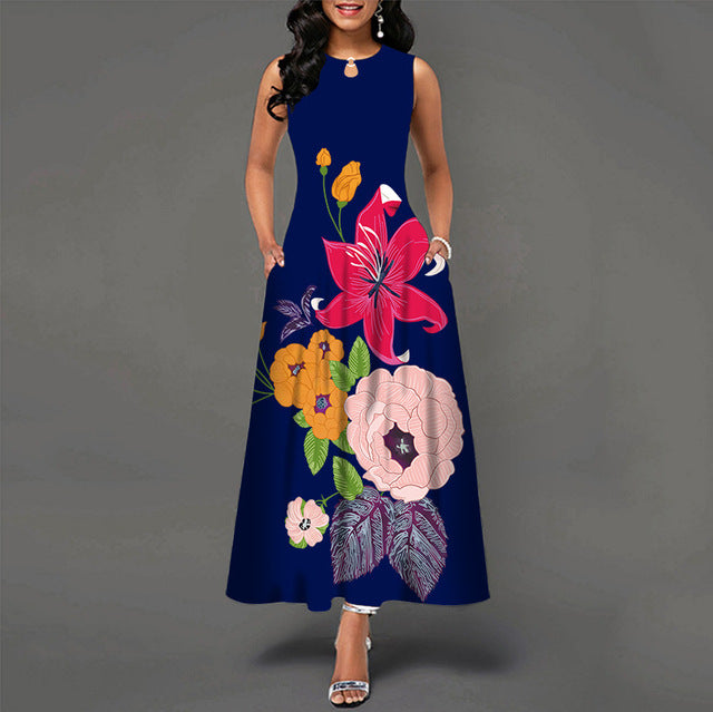 Women New Loose Floral Vintage Hole Ruffles Befree Dress Large Big Summer Camis Party Elegant Maxi Dresses Plus Sizes