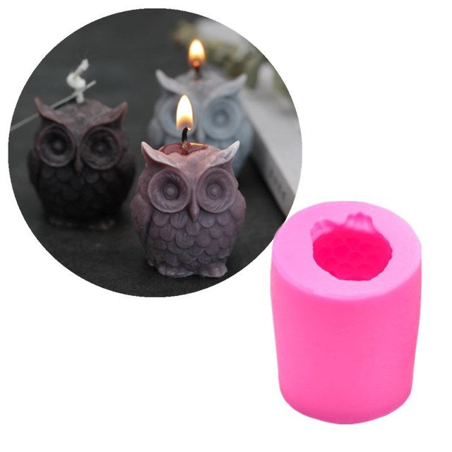 1pc 3D Eule Kerzenform Silikonform für Kerzenherstellung DIY Handgemachte Harzformen für Gips Wachsform Seifenherstellung Kuchen Kit