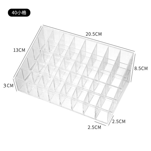 Caja de lápiz labial acrílico de 24 rejillas, organizador de maquillaje, caja de almacenamiento, organizador de pintalabios, organizador de esmalte de uñas, soporte de exhibición, caja organizadora de cosméticos