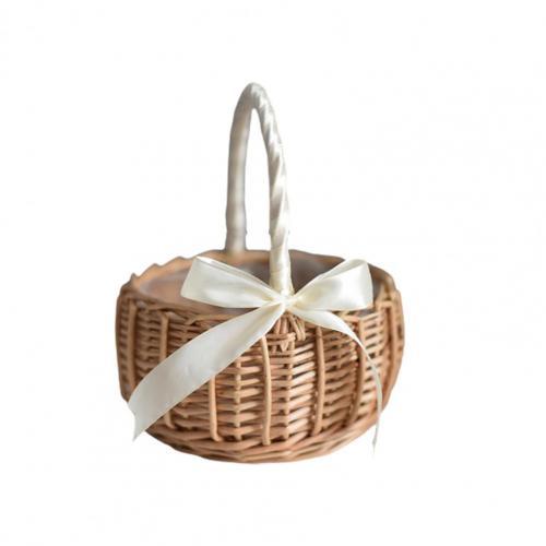 Flower Basket Woven Hand-Held Wicker Flower Pot Decorative Picnic Storage Basket Wicker Basket for Home Table Desk Decor