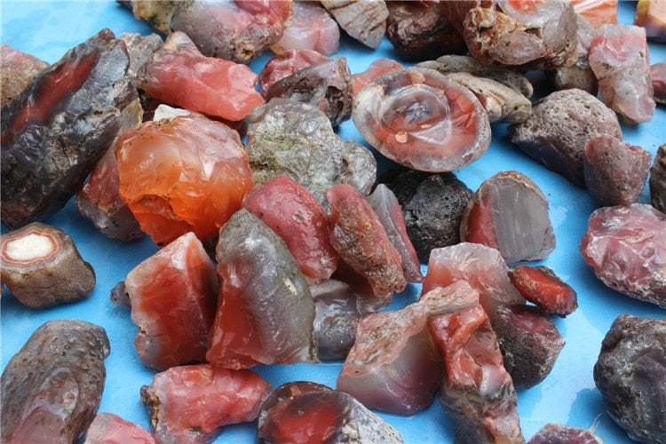 Piedra de ágata marrón roja africana, medio nódulo, gema sin cortar, áspera, 100g