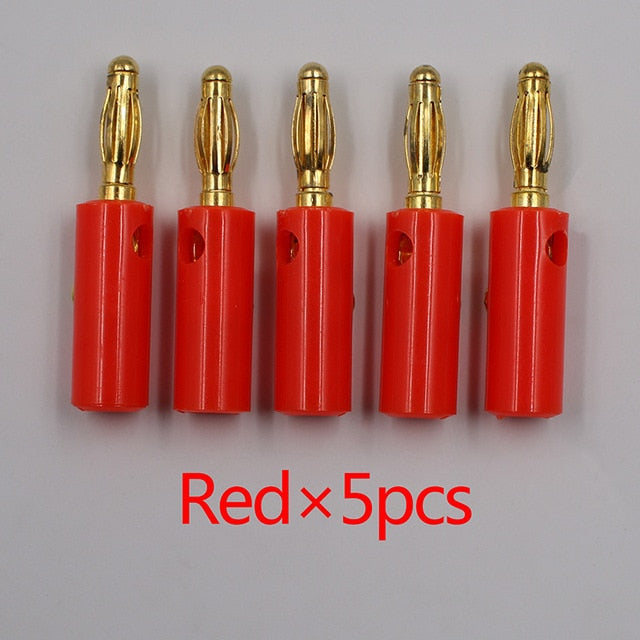 10pcsAudio Speaker Screw Banana Gold Plate Plugs Connectors 4mm IN STOCK FREE SHIPPING Black Red Facotry Online Wholesale Golden