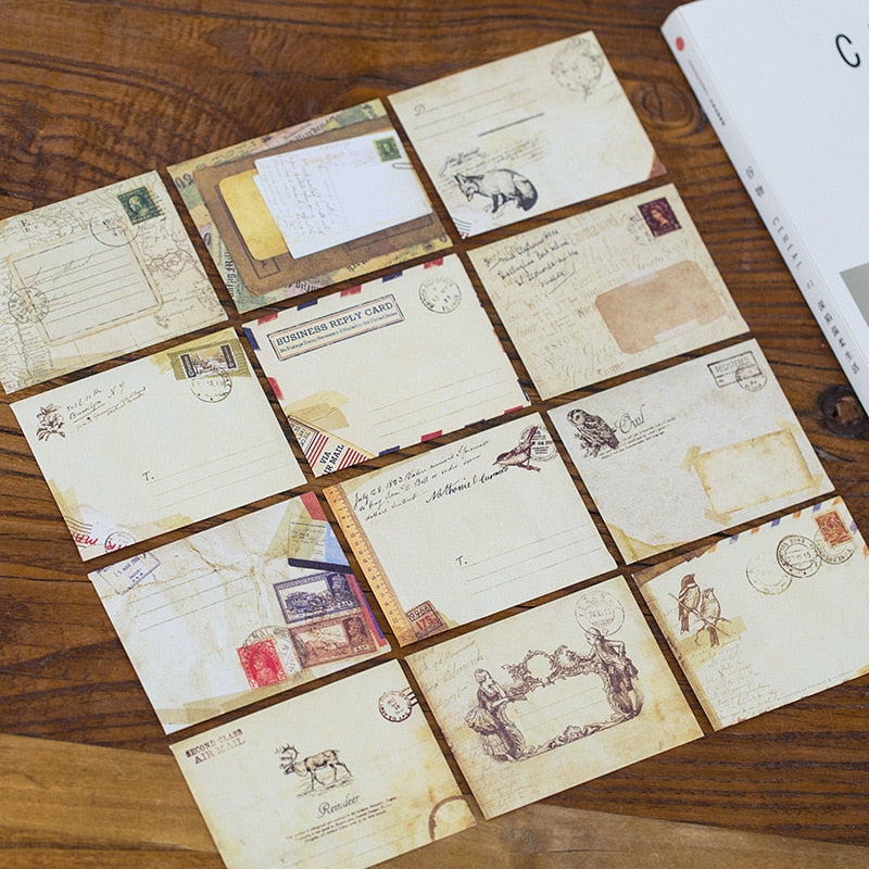 (12 Stück/Set) Vintage-Mini-Enveloppen im europäischen Stil, Umschlag, Nachricht, Karte, Brief, stationäre Aufbewahrung, Papier, Geschenkumschläge