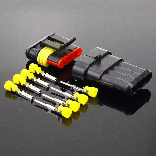 2-5sets Kit 2 pin 1/2/3/4/5/6 pins Way AMP Super seal Waterproof Electrical Wire Connector Plug for car waterproof connector