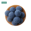 Bopoobo 20 mm 10 Stück Holzhäkelperlen Kauperlen DIY Holzzahnen Strickperlen Schmuck Krippe Sensorisches Spielzeug Baby Beißring