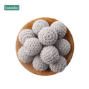 Bopoobo 20 mm 10 Stück Holzhäkelperlen Kauperlen DIY Holzzahnen Strickperlen Schmuck Krippe Sensorisches Spielzeug Baby Beißring
